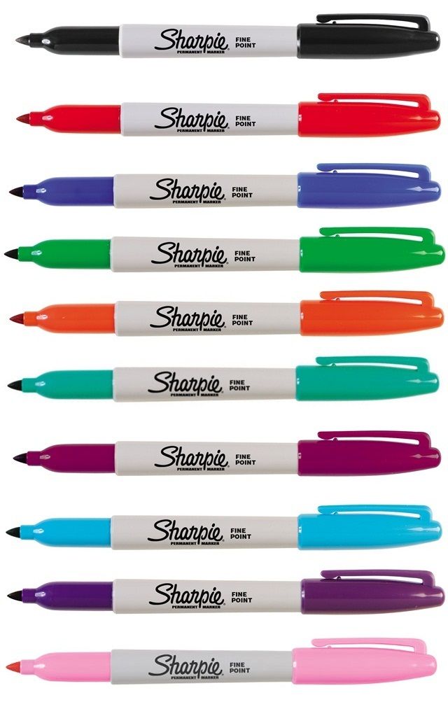 Sharpie Fine Point Permanent Marker Black, Red, Blue, Green, Orange, Teal, Purple, Imperial Purple, Light Blue, Pink